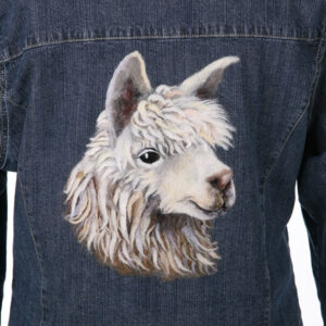 Alpaca on denim jacket